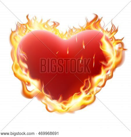 Heart In Flame Isolated On White. Eps 10