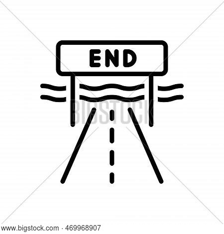 Black Line Icon For Ended Finished Consummate Competition Winner Sport Track Road