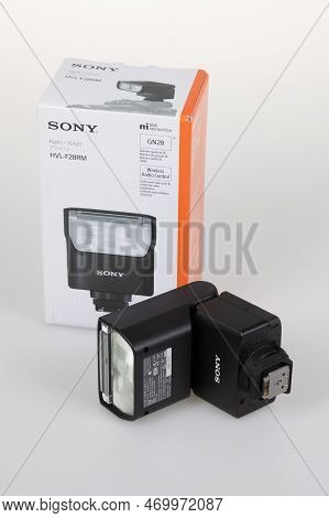 Bordeaux , Aquitaine  France - 20 01 2023 : Sony Flash F28 Rm Cobra Speed Light Flash With Box Offic