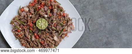 Chicken Or Beef With Traditional Indonesian Sambal. Onions, Chilies, Coconut Oil, Lime Leaves, Salt.