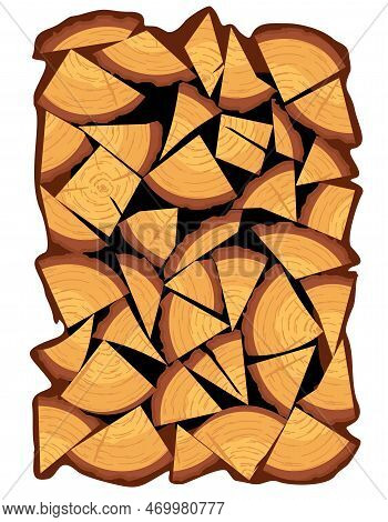 Pile Of Wood. Realistic Cracked Wood Texture Background. Firewood Silhouette. Big Stack Of Logs Icon