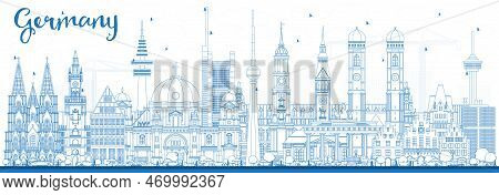 Outline Germany City Skyline With Blue Buildings. Vector Illustration. Business Travel And Tourism C