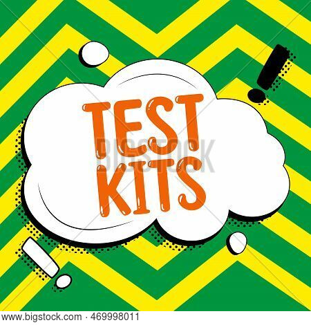 Handwriting Text Test Kits. Word Written On Collection Of Certain Tools And Equimpent For Particular