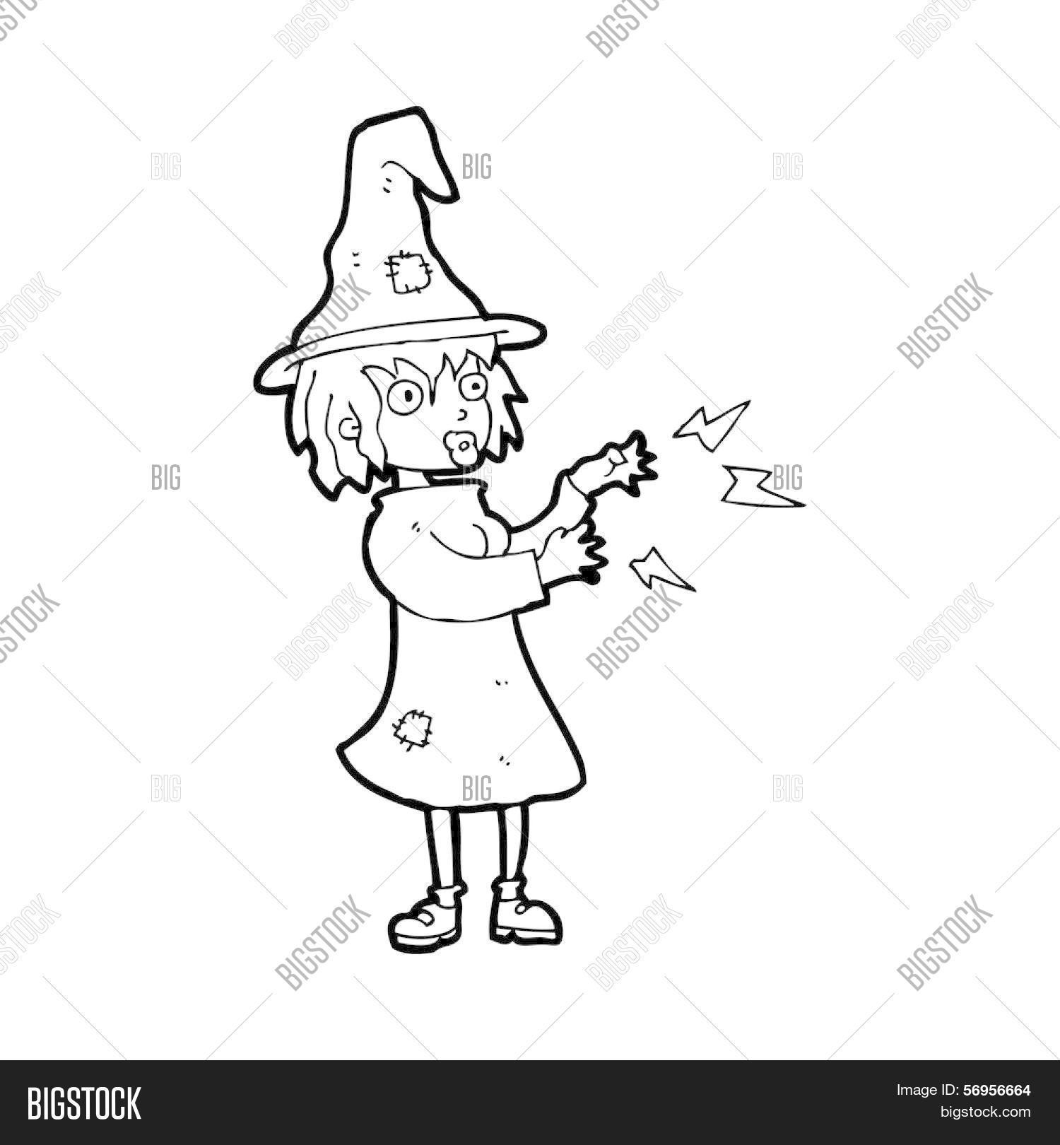 Cartoon Witch Casting Vector Photo Free Trial Bigstock