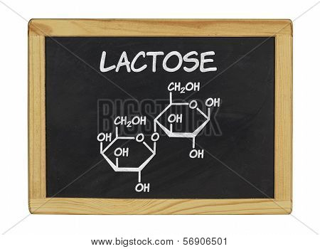 chemical formula of lactose on a blackboard