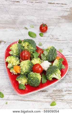 Vegetable Medley in heart dish