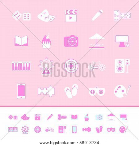 Entertainment Color Icons On Pink Background