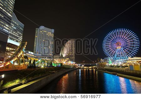 Yokohama skyline at minato mirai area at night view