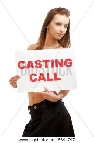 Mooi meisje die Casting Call Board