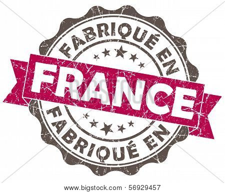 Fabrique En France Pink Grunge Seal Isolated On White Background