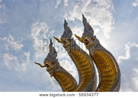 Three head naka statue.