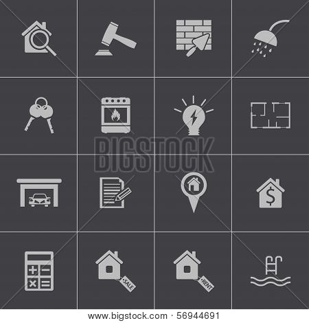 Vector black  rea estatel icons set
