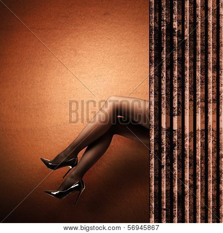 Woman's Legs Wearing High Heels