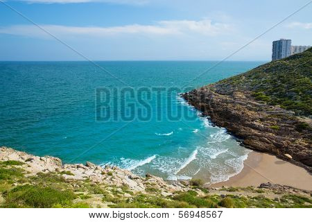 Cullera Cala beach near Faro in blue Mediterranean of spain