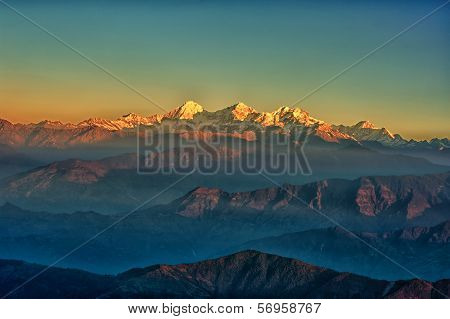 Himalayan Mountains View From Mt. Shivapuri