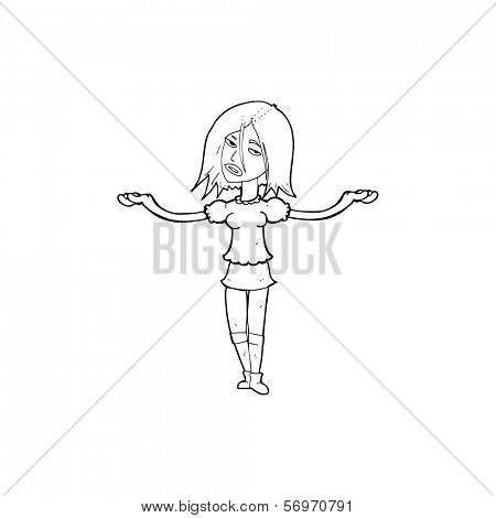 cartoon woman shrugging shoulders
