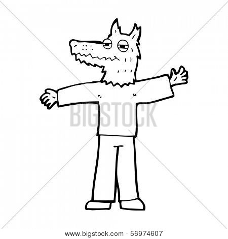 cartoon happy wolf man