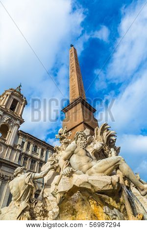 Fountain At Piazza Navona - Navona Square In Rome, Italy