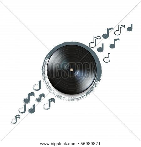 Grunge vynil record icon on background