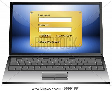 Laptop Computer with Login screen