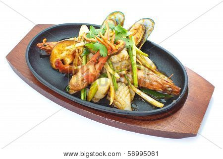 seafood pan fried