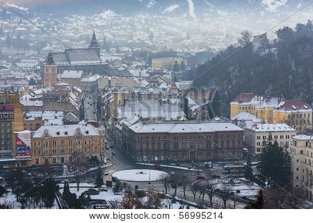 Brasov City Covered By First Snow
