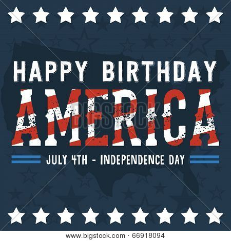 Happy Birthday America - July 4th - Independence Day Vector