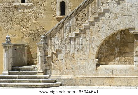 Wonderful stone staircase in the courtyard of the Swabian castle