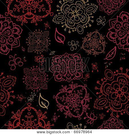 Doodle bright flowers seamless pattern