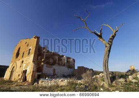Belchite village destroyed in a bombing during the Spanish Civil War, Saragossa, Aragon, Spain