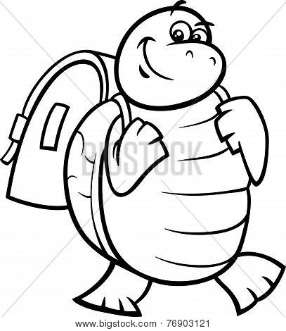 Turtle With Satchel Coloring Page