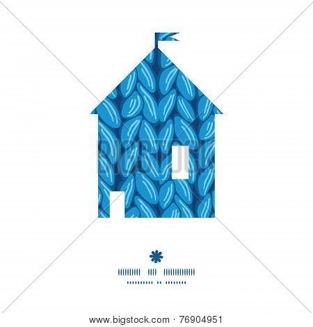 Vector knit sewater fabric horizontal texture house silhouette pattern frame