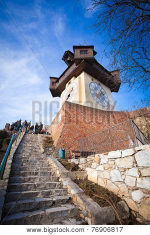 Uhrturm Old Clock Tower In Graz