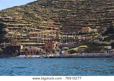 Yumani on Isla del Sol in Lake Titicaca Bolivia