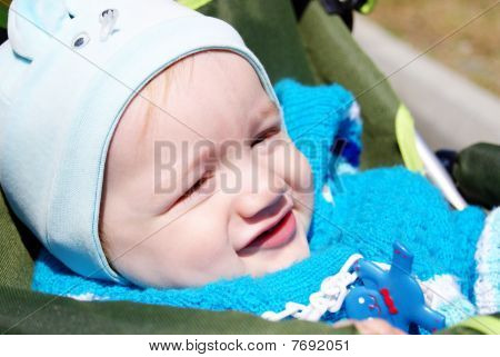 The happy kid on walk