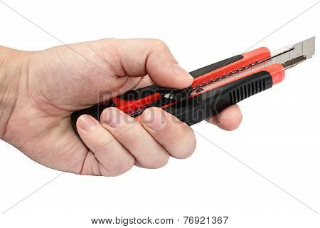 Cutter Knife In His Hand