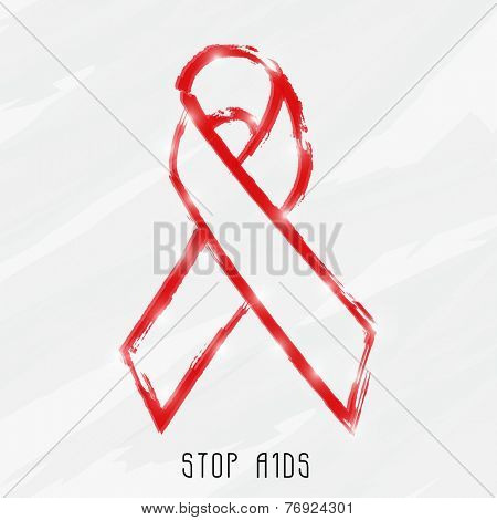 Aids awareness ribbon symbol with text Stop Aids for World Aids day concept.