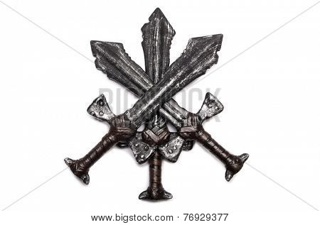 Medieaval swords isolated on the white