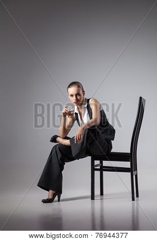 Mafiosi woman. Fashion photo. Retro style