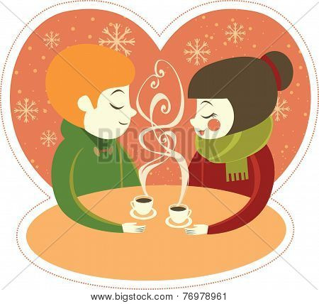 Young couple enjoing coffee together
