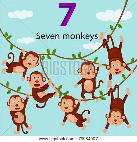 Illustrator of number seven monkeys