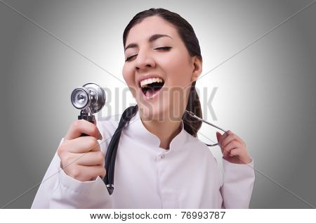 Woman doctor isolated on white