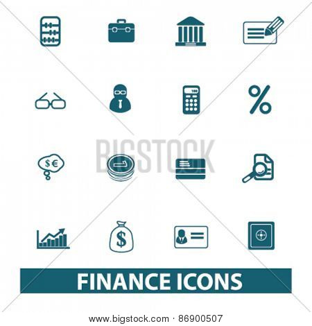 finance, bank, money icons, signs, illustrations design concept set for appliciation, website, vector on white background