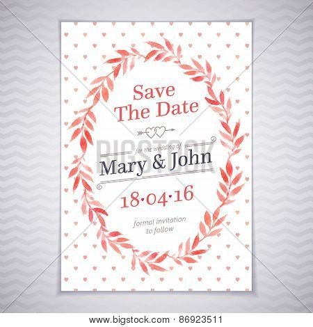 Watercolor Wedding Card.