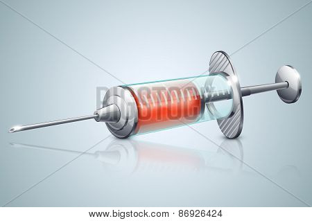 syringe red with reflect on back