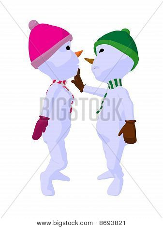 Snowboy und Snowgirl paar Kunst illustration