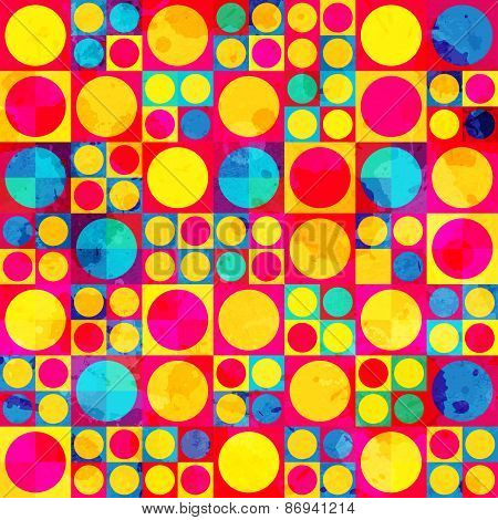 Psychedelic Circle Seamless Pattern With Grunge Effect
