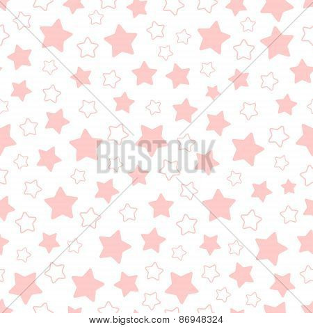 Vector Seamless Pattern Of Pink Pentagonal Stars