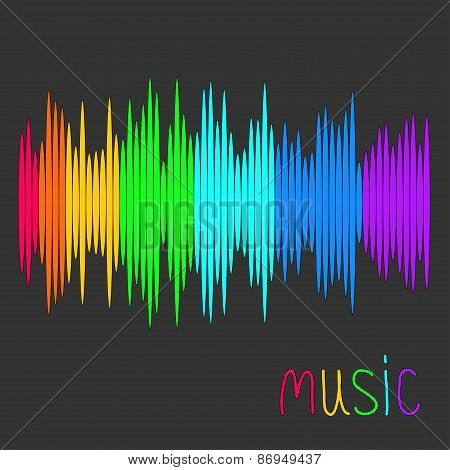 Digital Abstract Equalizer. Multicolored Waveform Background. Music Card Flat Design