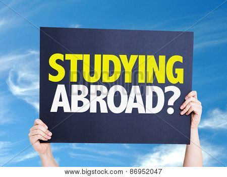 Studying Abroad? card with sky background